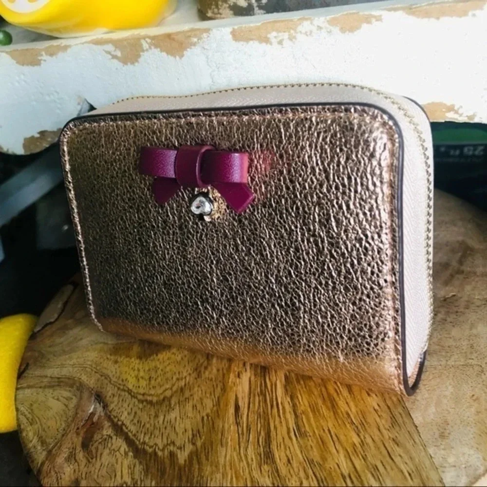 Kate Spade Rose Gold Zip Around Wallet NWT
